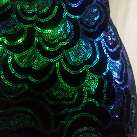 Iridescent Mermaid Sequin Green and Purple Pencil Skirt Womens Size Small - Picture 3 of 5
